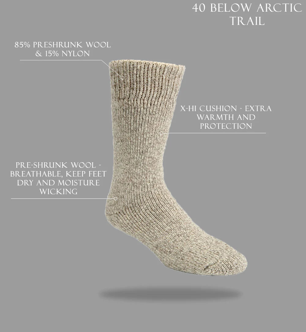 J.B. Field's Icelandic "40 Below Arctic Trail" Wool Thermal Crew Sock