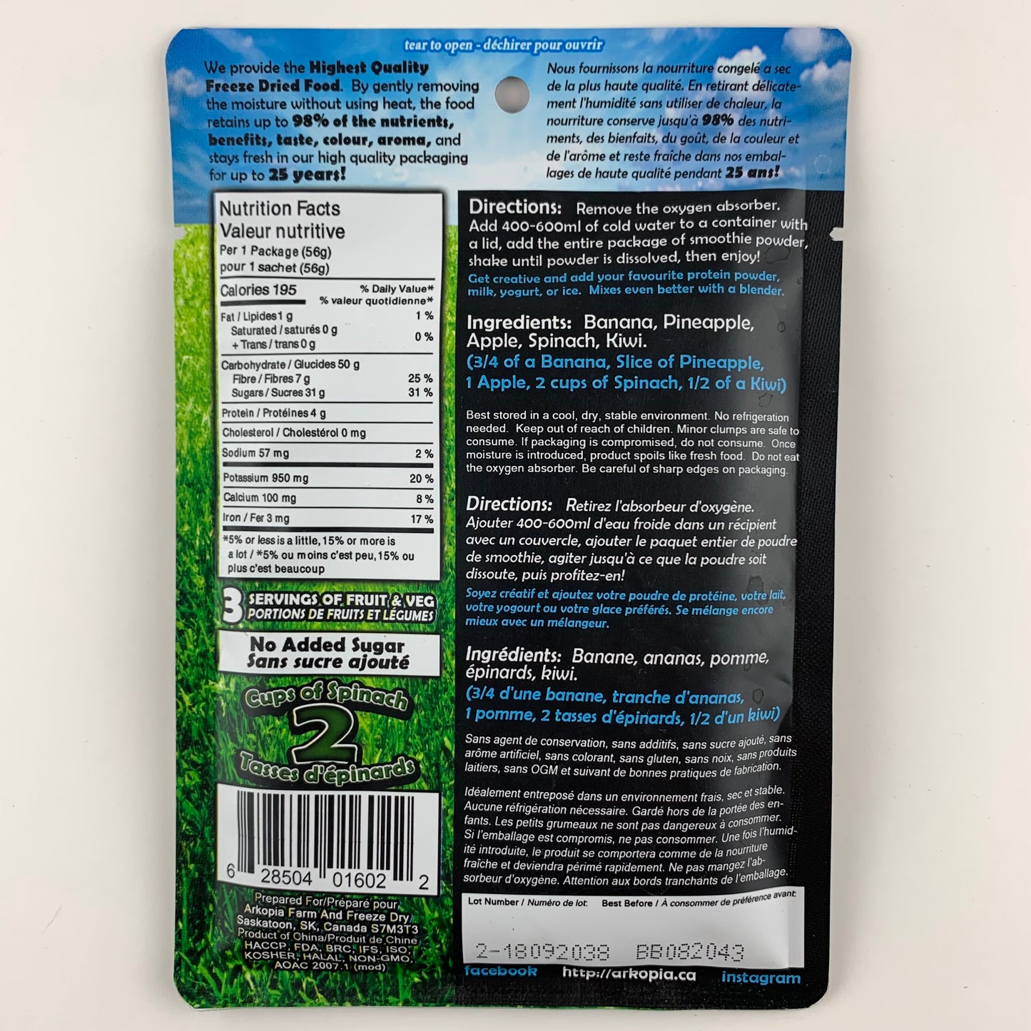 Arkopia Freeze Dried Pure Fruit & Veggie Smoothie